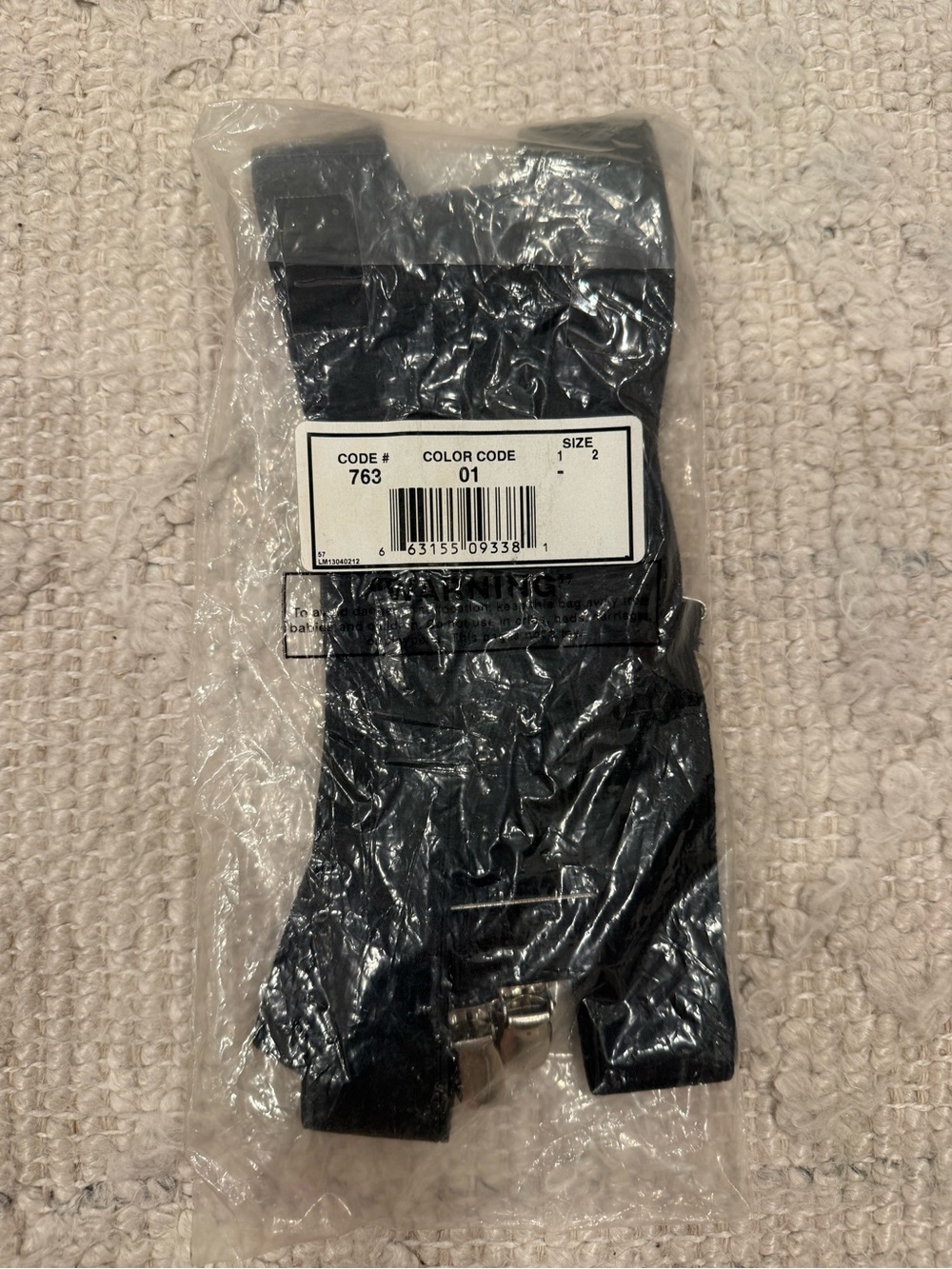 Haband Men's Black Clip-On Suspenders One Size Made in USA New Sealed